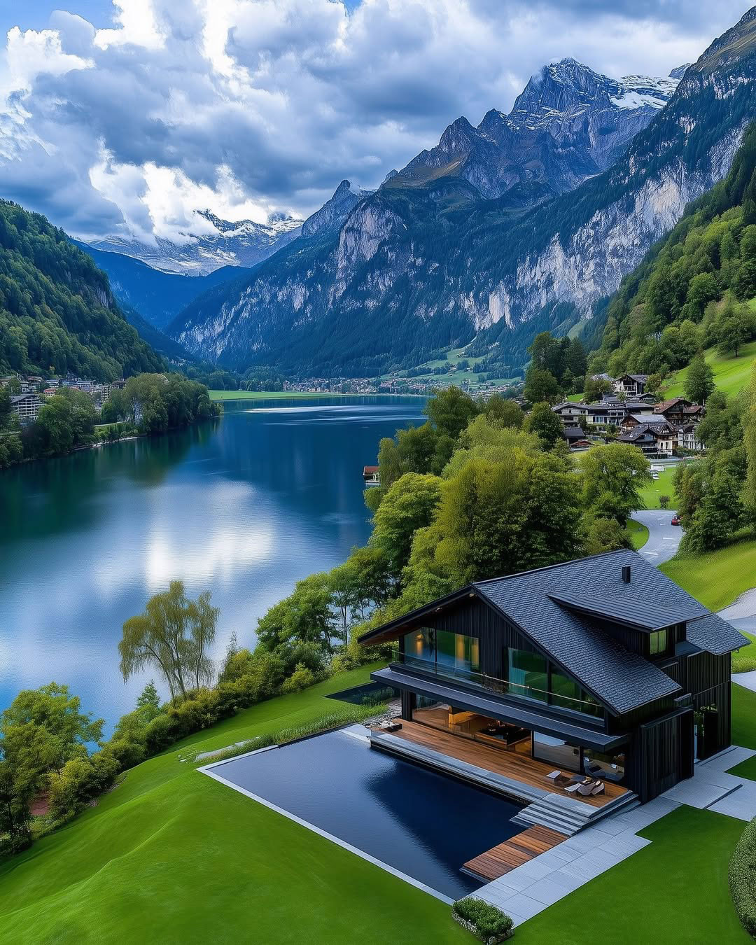 Lake side modern mansion home