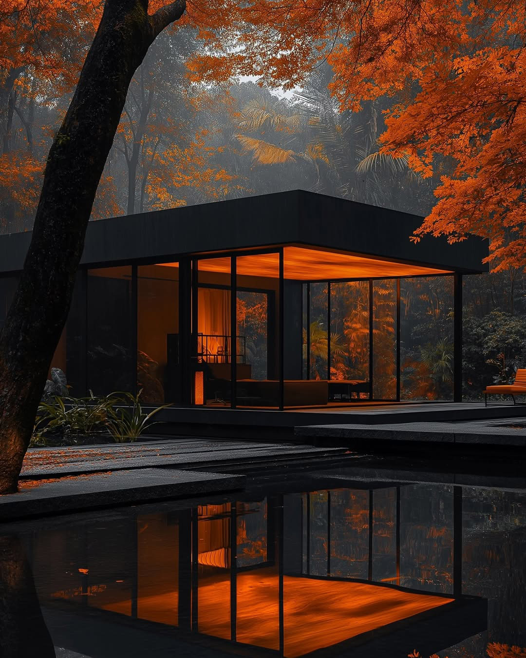 Outdoor view of modern all black home