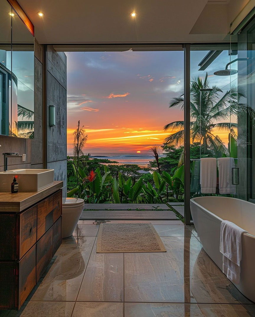 Private master bathroom in the beach house