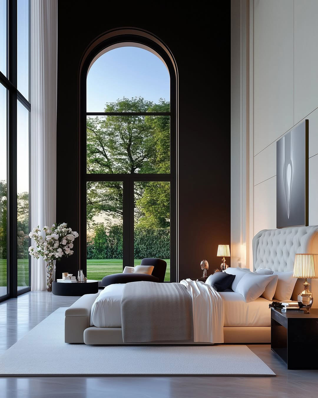 large high ceiling bedroom