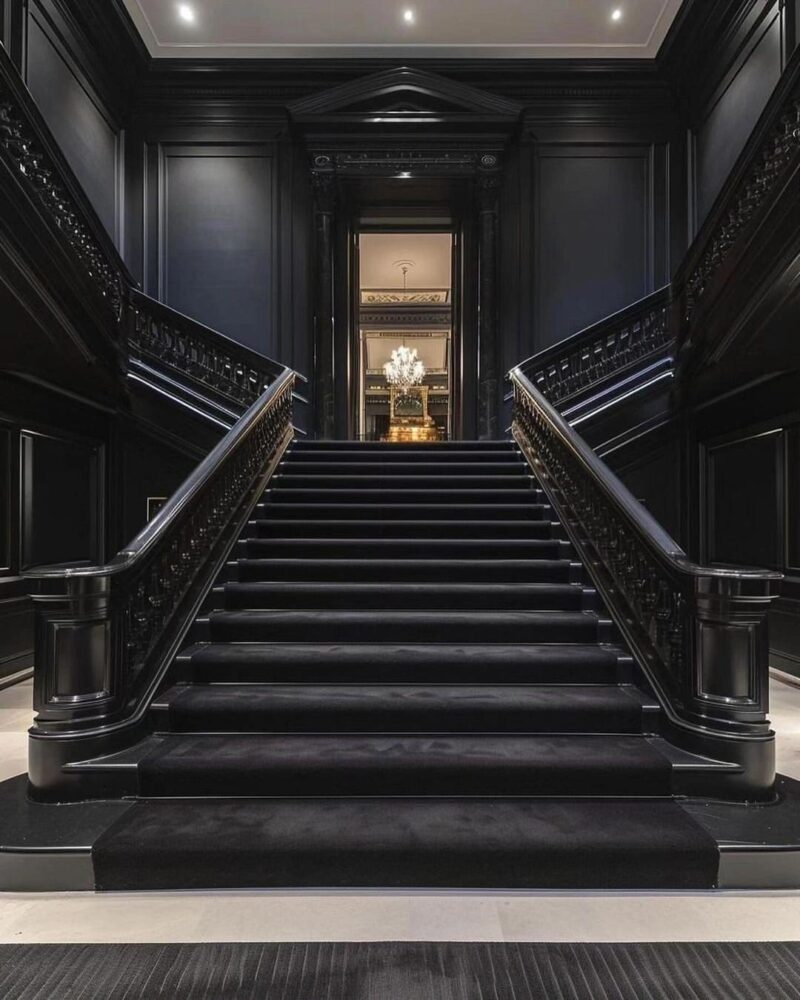 Classic Manor Design: Sophistication Adorned in Black and Gold