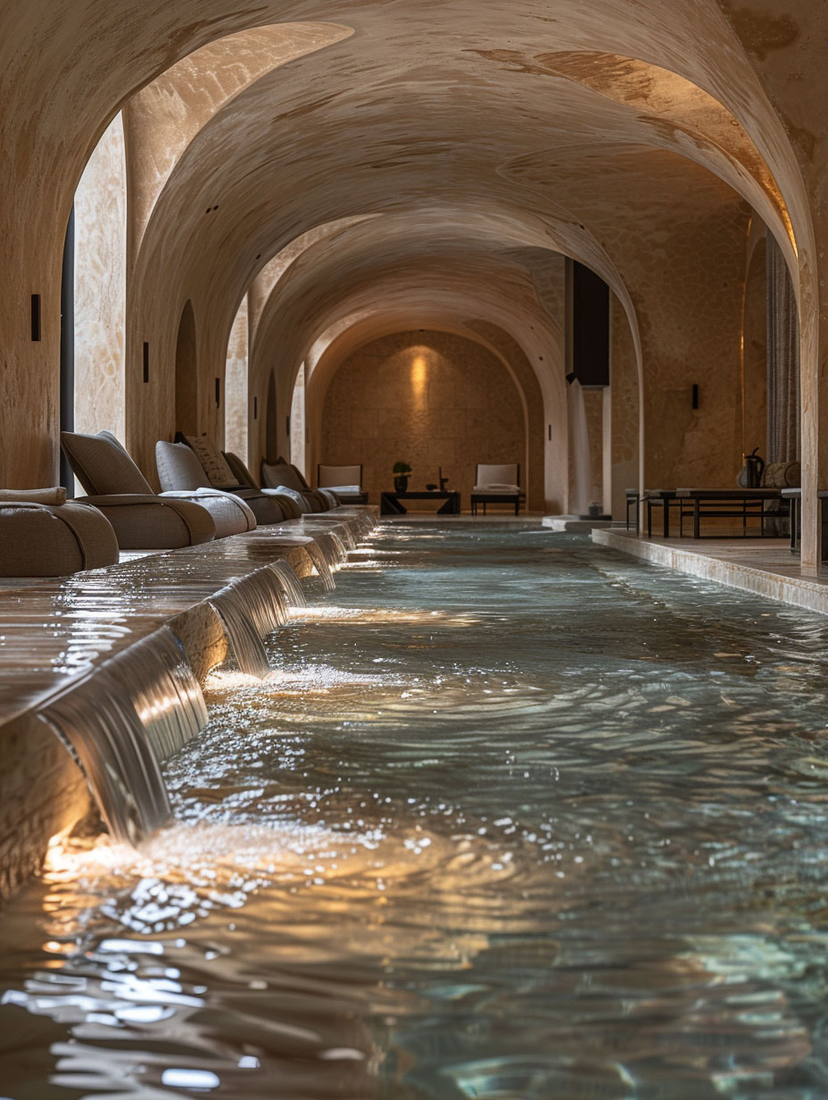 26 - water flow swimming pool featuring archways