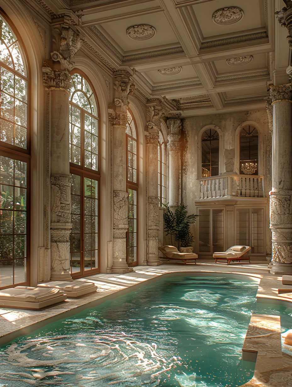 4 - ornate column swimming pool indoor water area