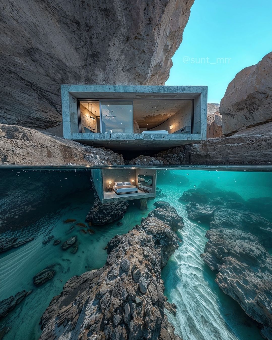 Concrete Villa Underwater bedroom