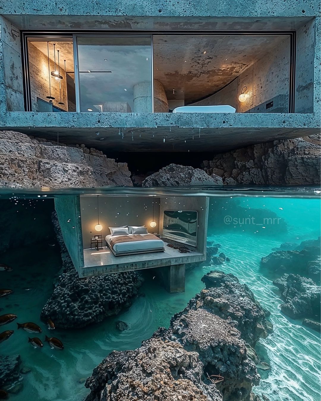 Underwater bedroom views