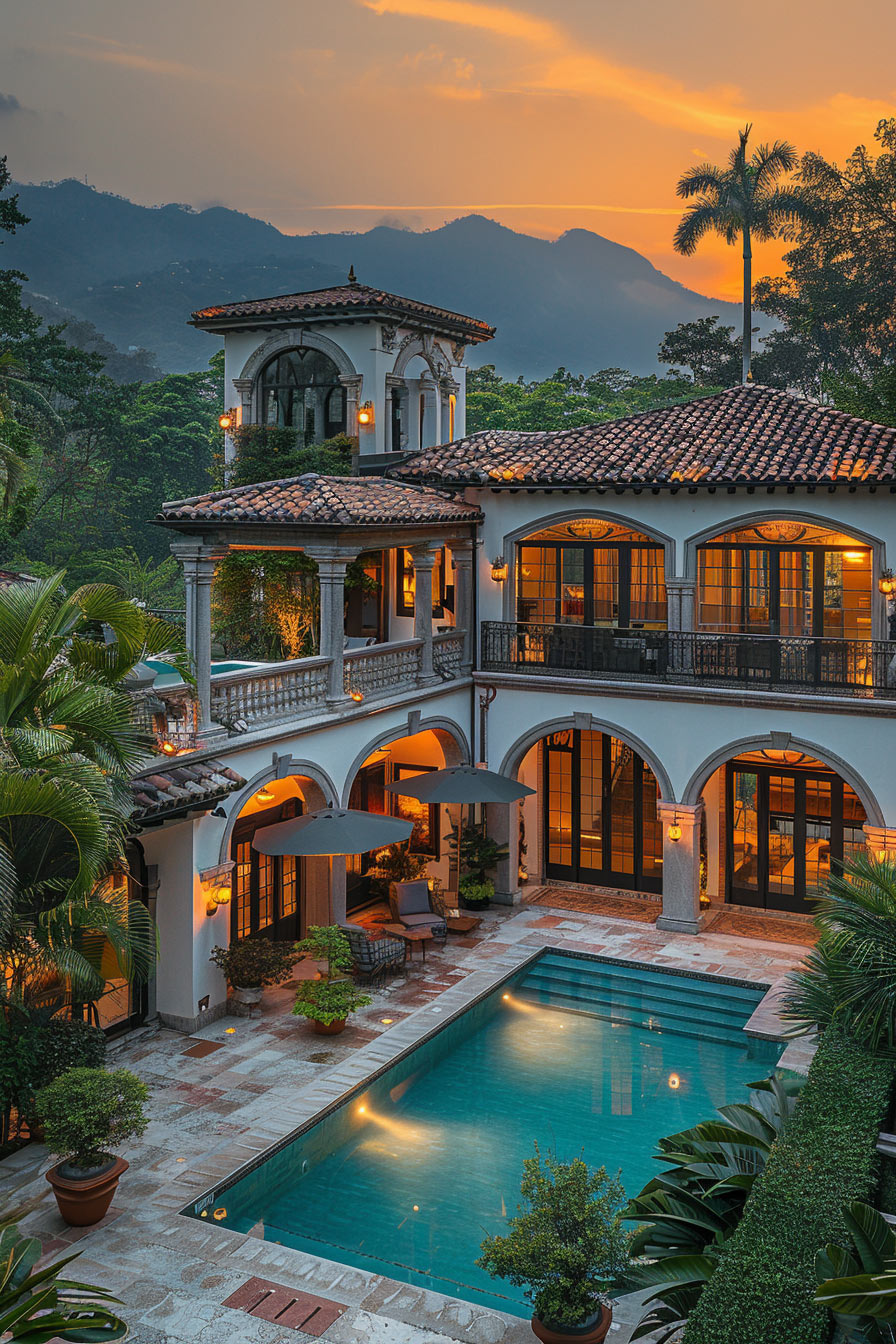 spanish-colonial backyard pool spa