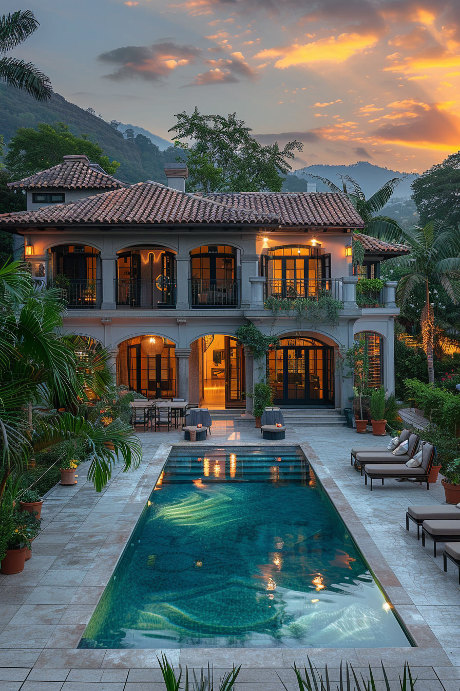 spanish-colonial large rectangular pool