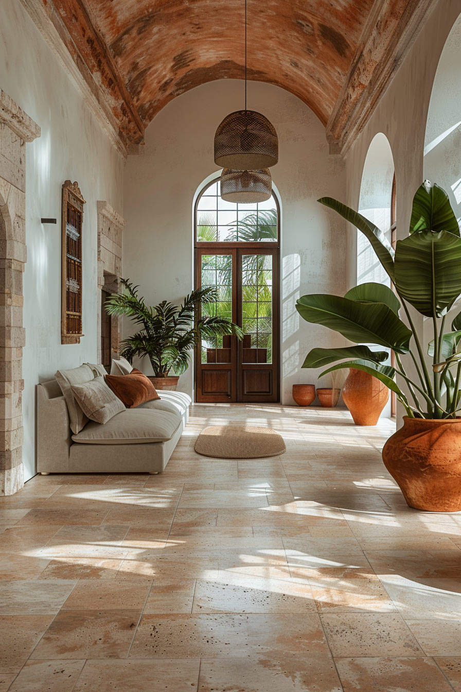 spanish-colonial small foyer entrance