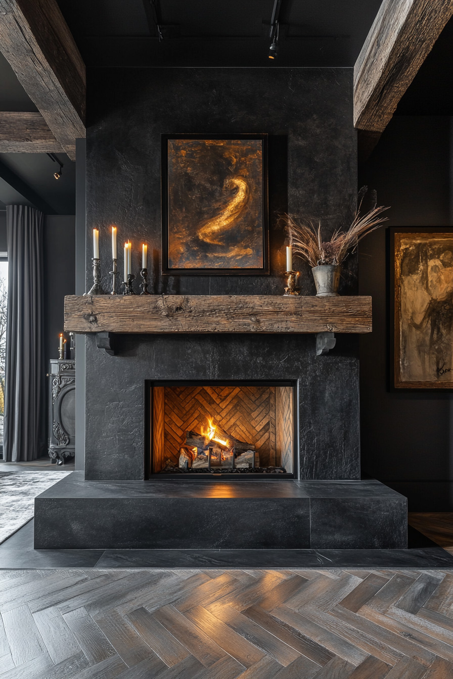 dark slate fireplace design