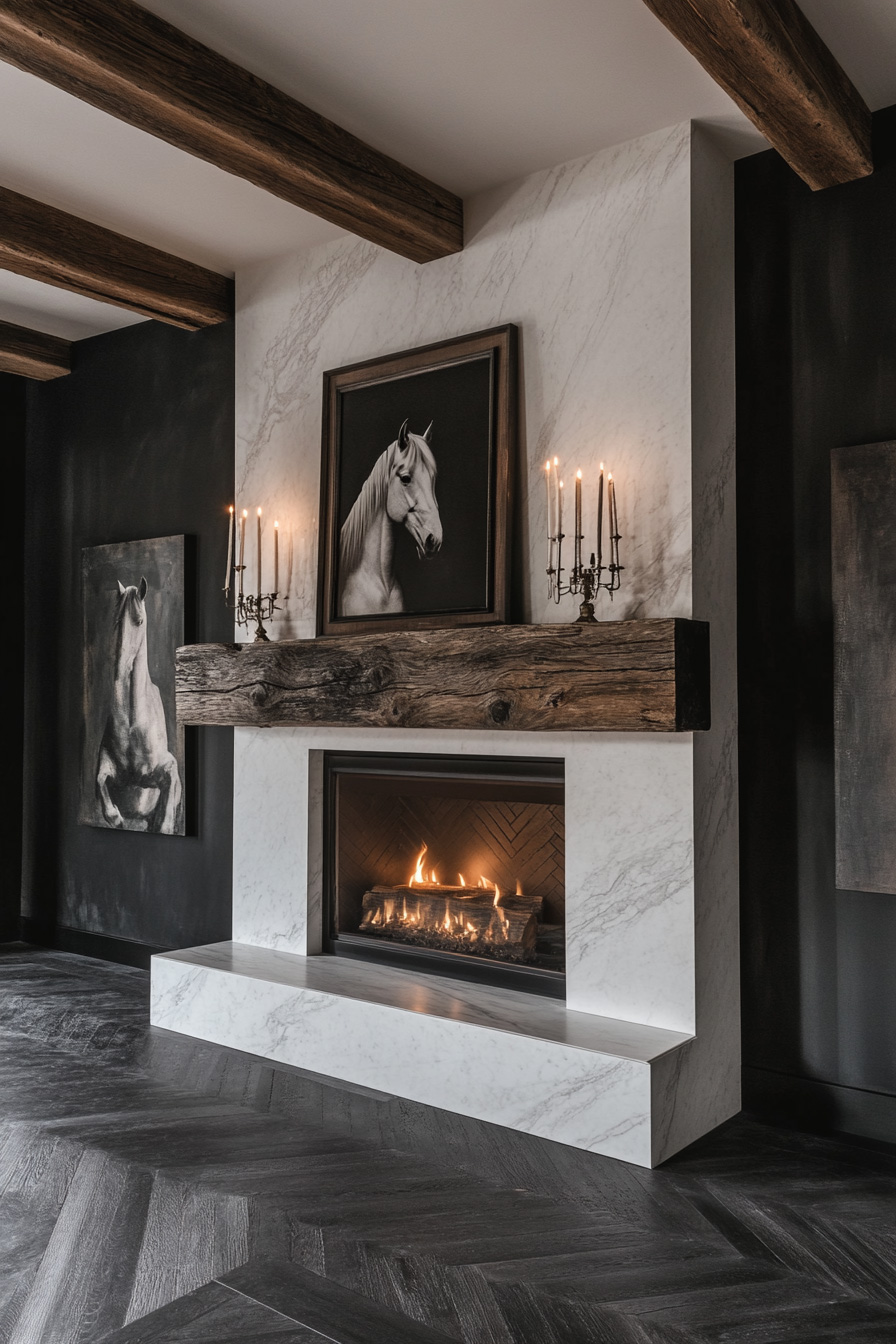 sideview horse fireplace design