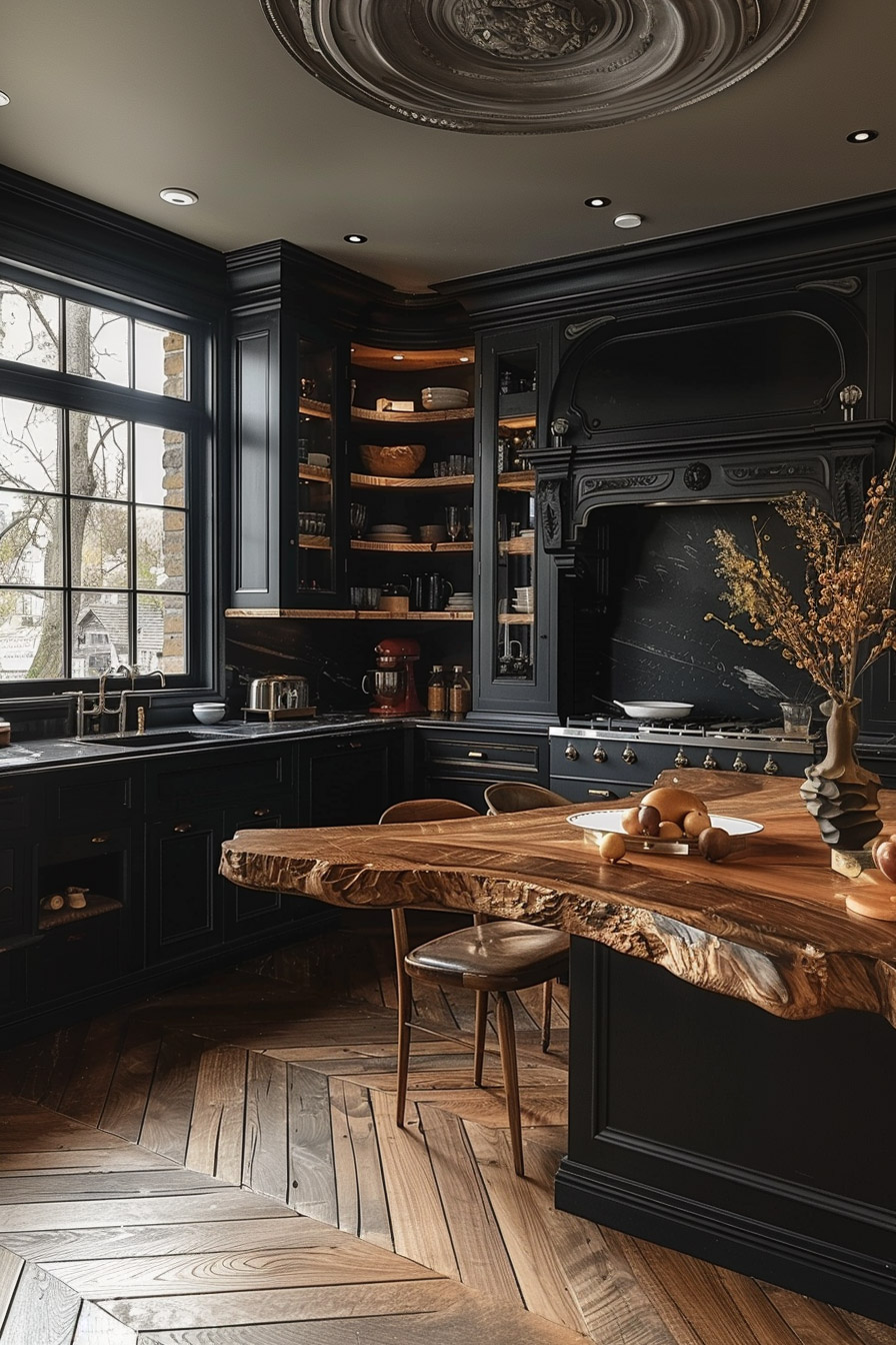 dark-black-kitchen-with-wood-island