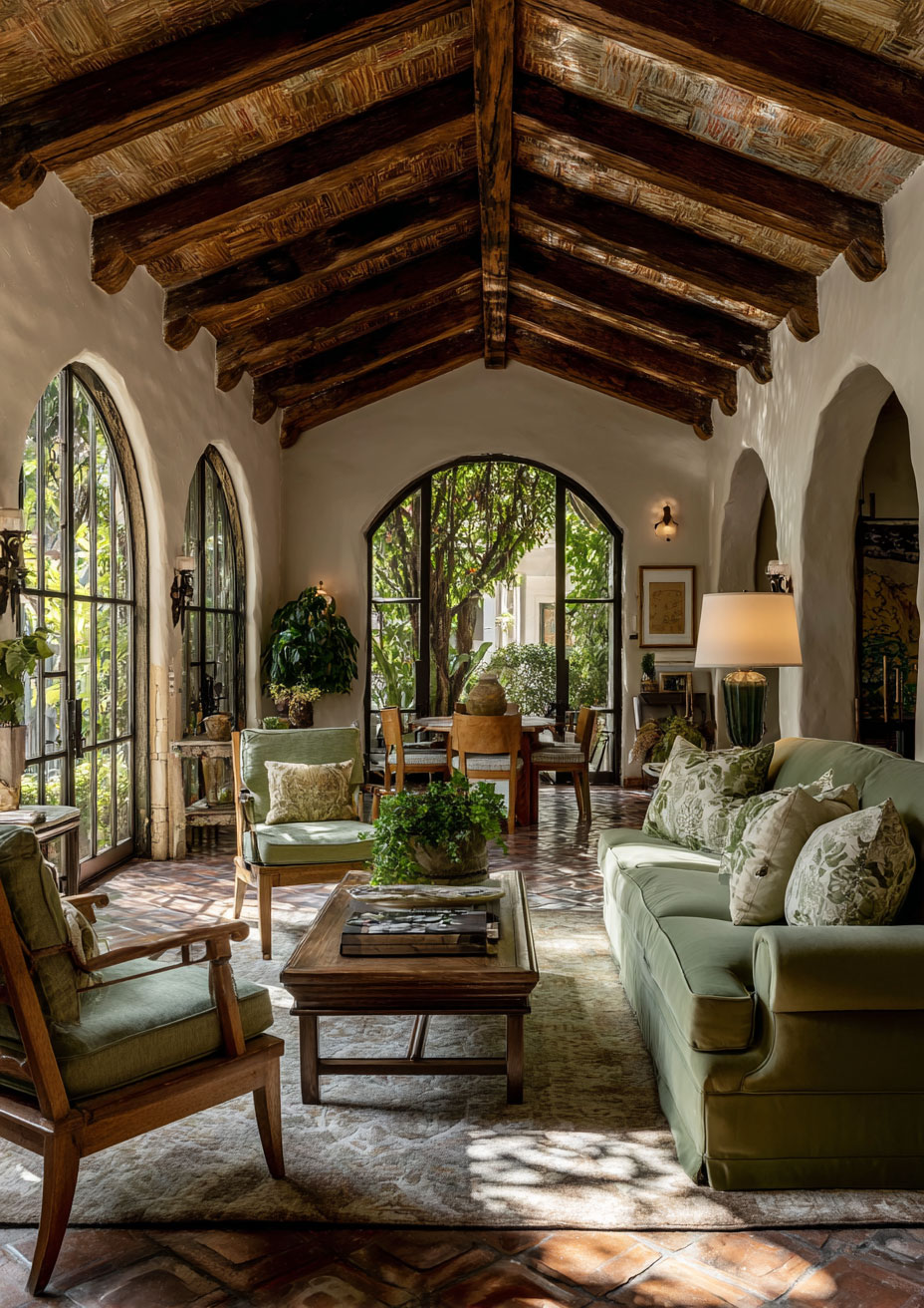 old contemporary living room green sage couch