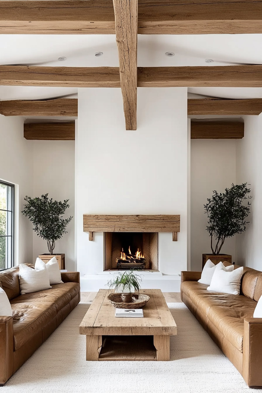 textured-wood-beams-on-ceiling-living-room